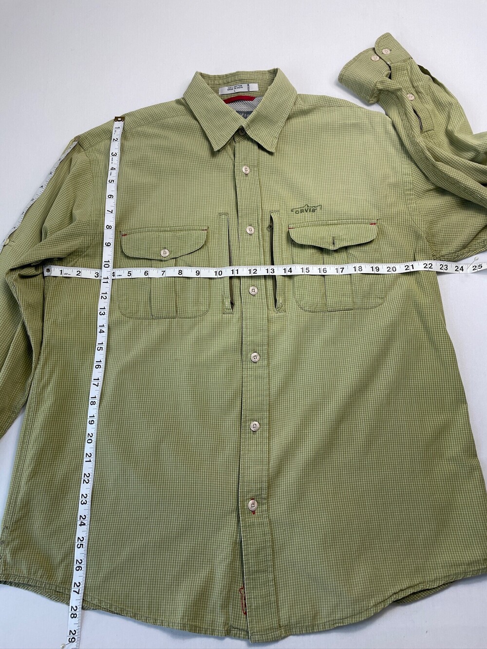 Orvis Trout Bum Men's L Fishing Shirt Green Check Vented Long Sleeve - Picture 6 of 9